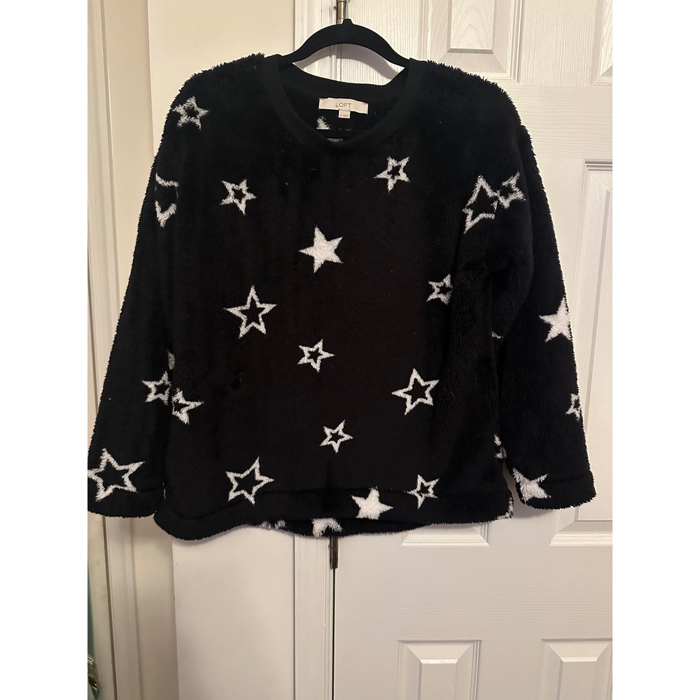 LOFT Cozy Star Print Sherpa‎ Sweatshirt